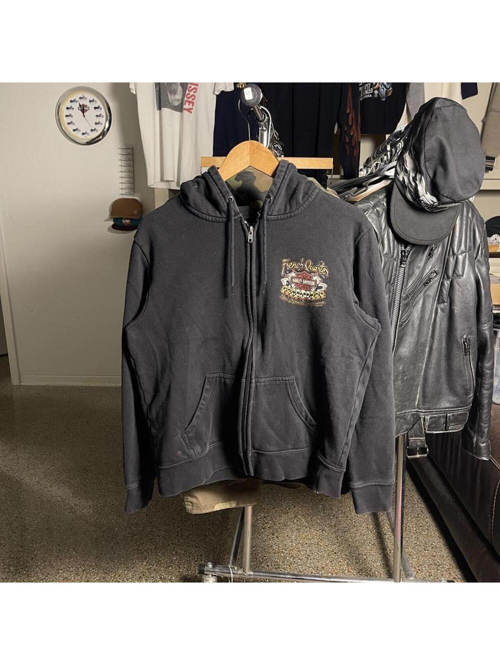 Y2K Harley Davidson Full Zip Skull Hoodie